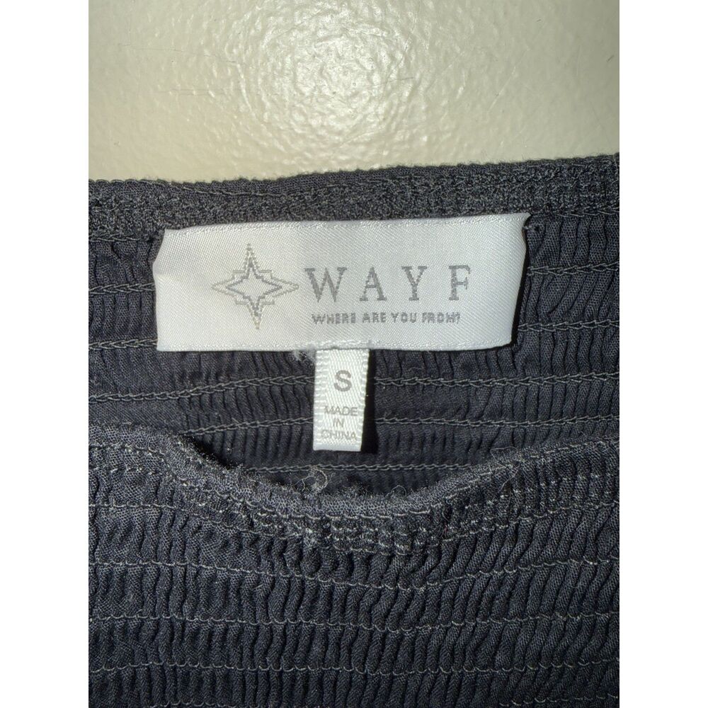Wayf Smocked Bodice Square Neck Midi Dress Black Pockets Size S - Picture 3 of 12